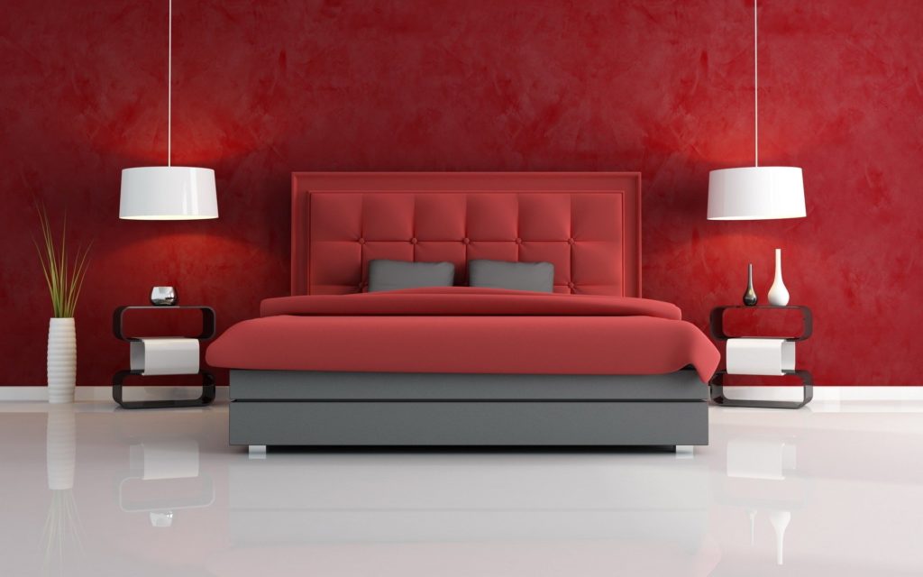 nowoczesne ekskluzywne łóżko czerwone